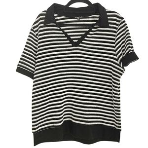 KNAPP STUDIO V Neck Short Sleeve Striped Top Size XL